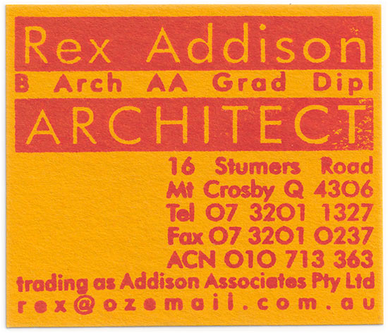 Rex Addison's business card